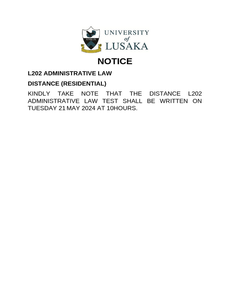 Notice: L202 Administrative Law Distance (Residential) | PDF