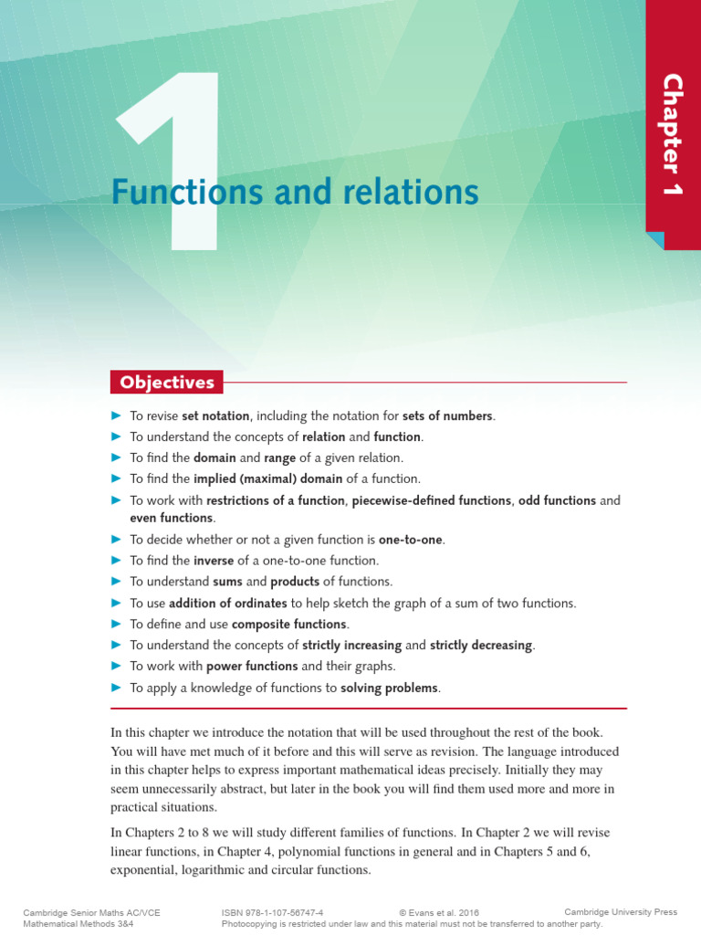 Chapter 1 Functions and Relations | PDF | Set (Mathematics) | Function ...