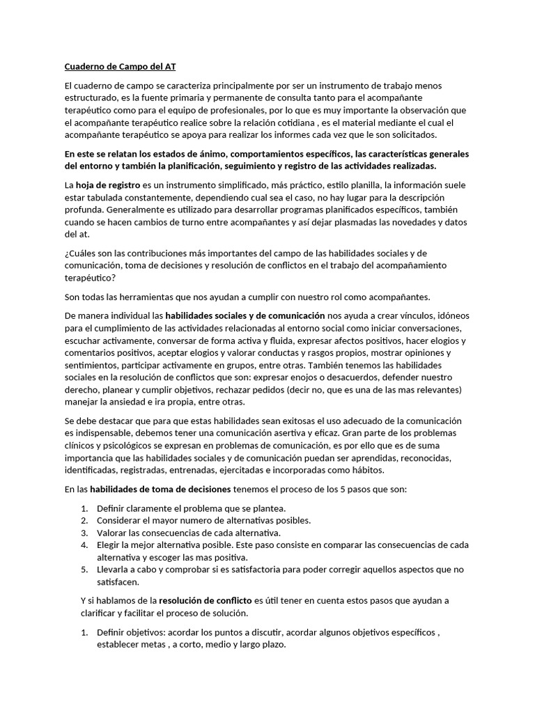 Cuaderno de Campo Del At | PDF | Conflicto (proceso) | Toma de decisiones