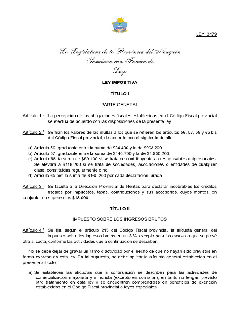 DPR Ley Impositiva Ley 3479 2025 | PDF | Textiles | Transporte