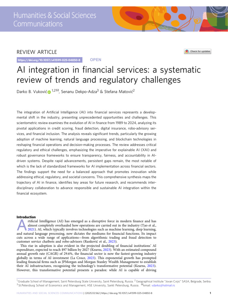 AI Integration in Financial Services | PDF | Artificial Intelligence ...