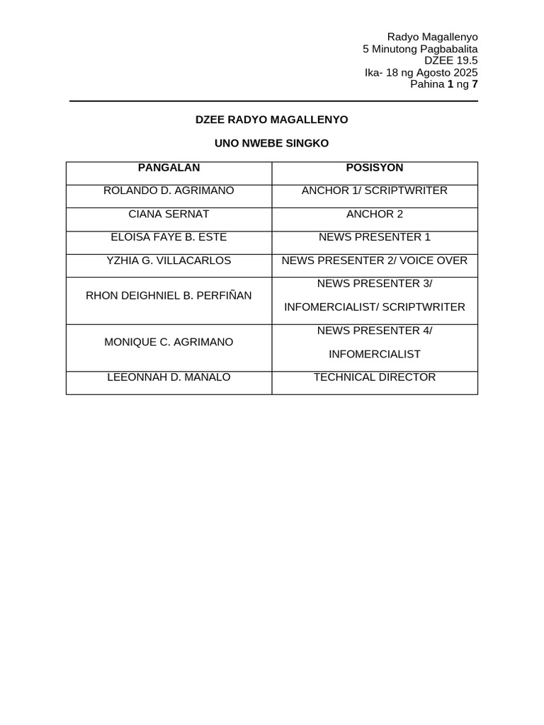MSPC Final Script | PDF