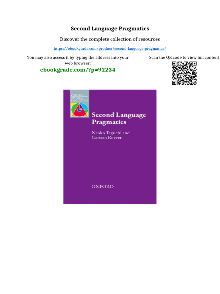 Second Language Pragmatics Download Full Chapters | PDF | Marketing ...