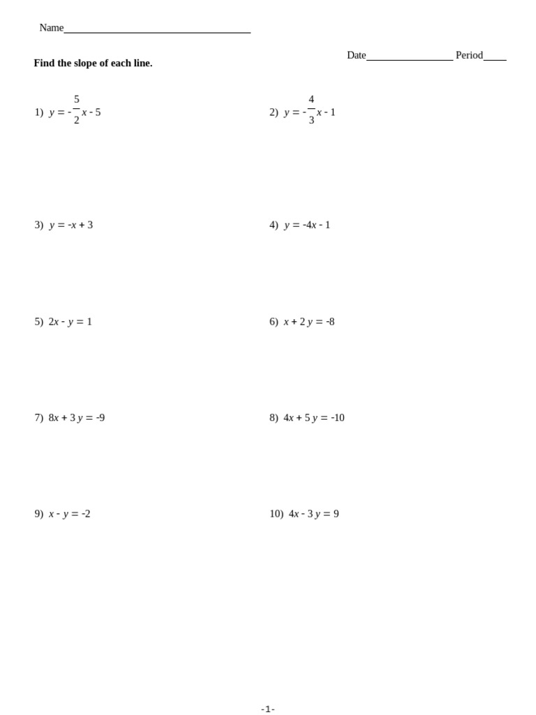 Slope From An Equation | PDF