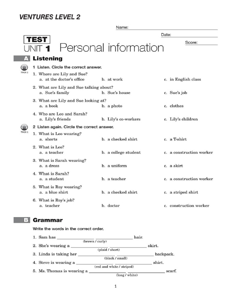 Units Test 1-2 | PDF