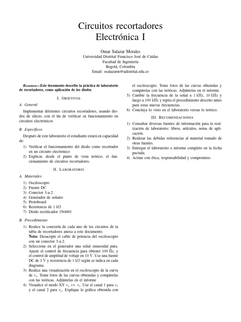 Lab 3 Electronica I (1) | PDF | Red eléctrica | Hertz