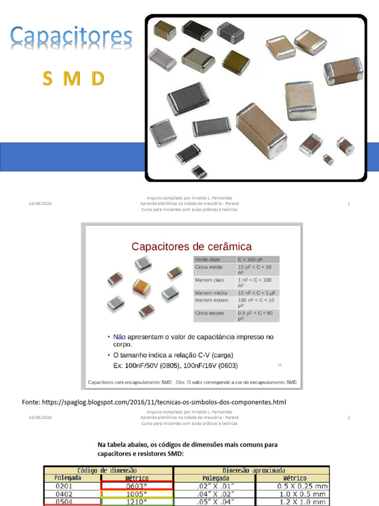 Capacitores smd | PDF | Capacitor | Eletrônicos