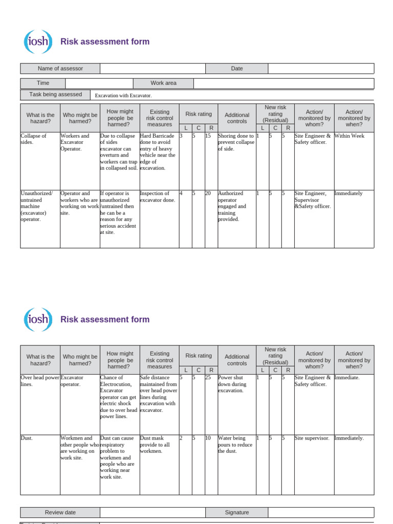 Iosh Project Sheet (1) Completed | PDF