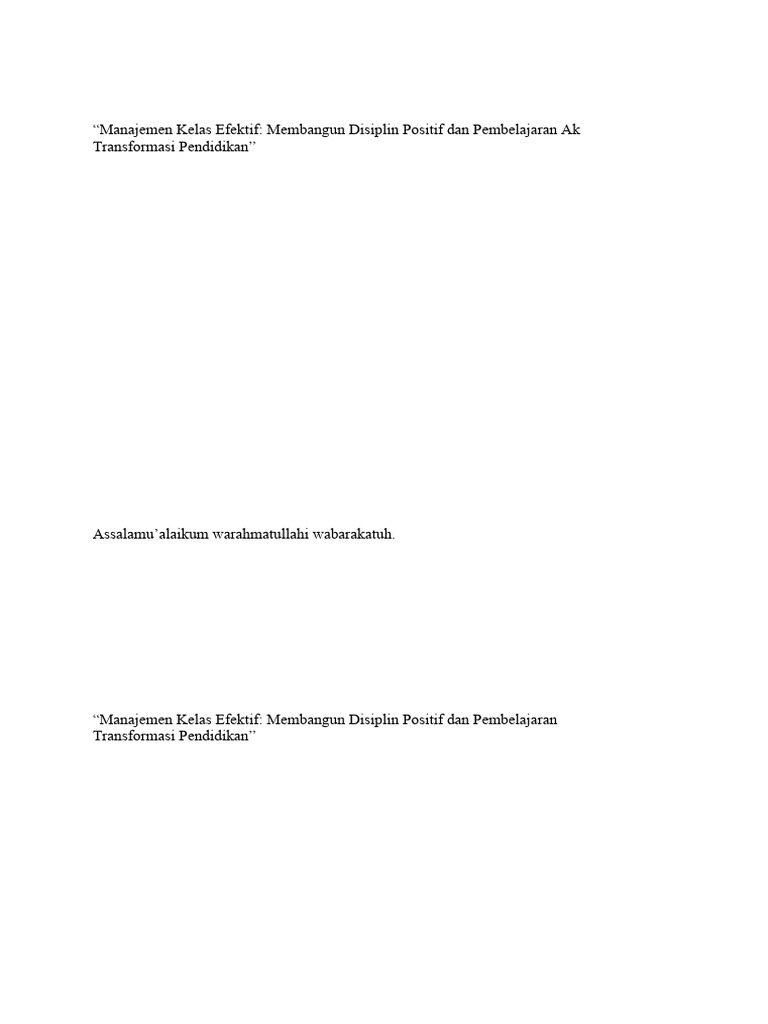 SCRIPT MODERATOR - Manajemen Kelas Efektif | PDF