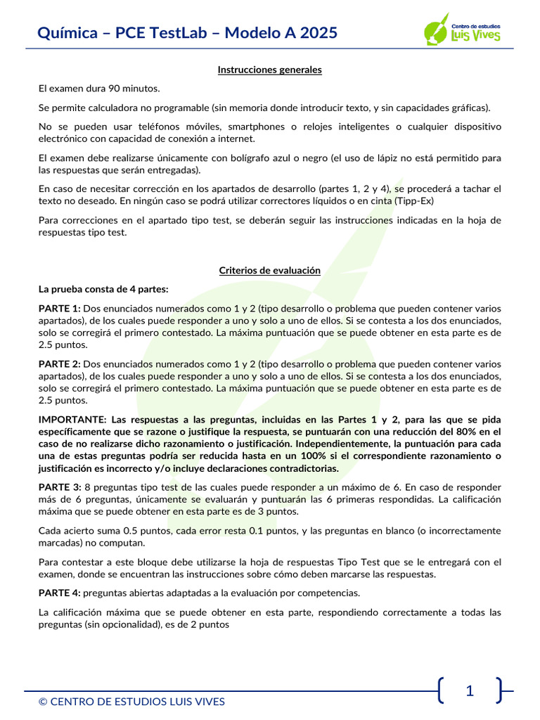 Quimica Pce Testlab25 1 | PDF | Enlace químico | Ácido