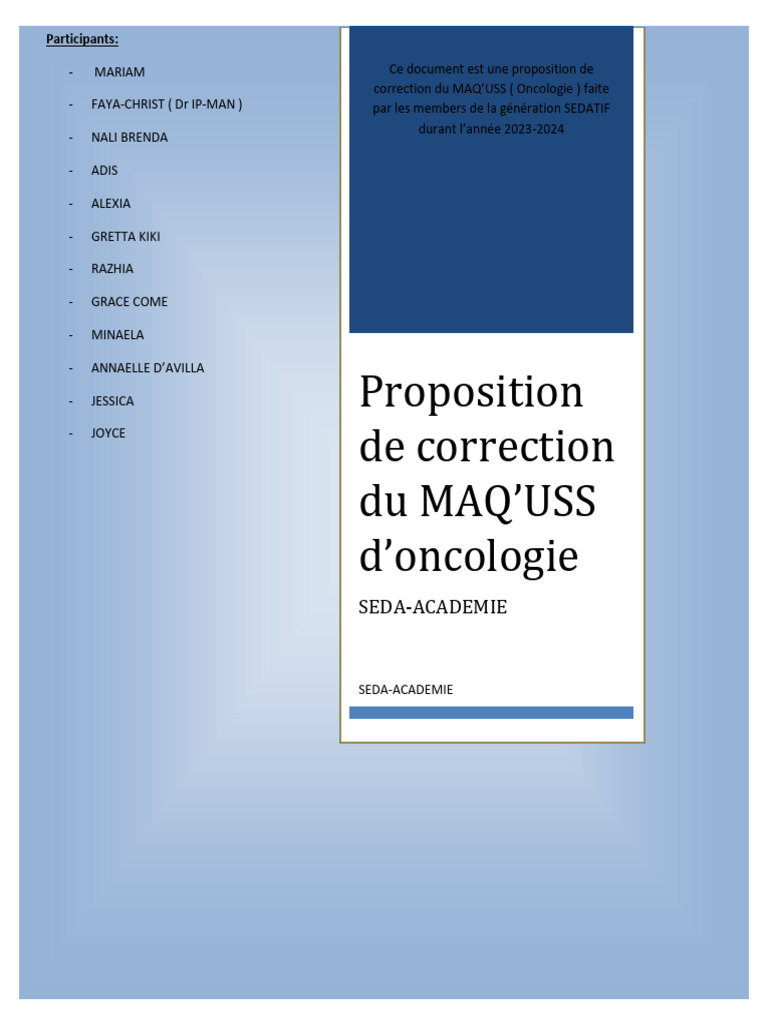 Seda-Academie (Correction Maq'Uss Oncologie) | PDF | Cancer ...