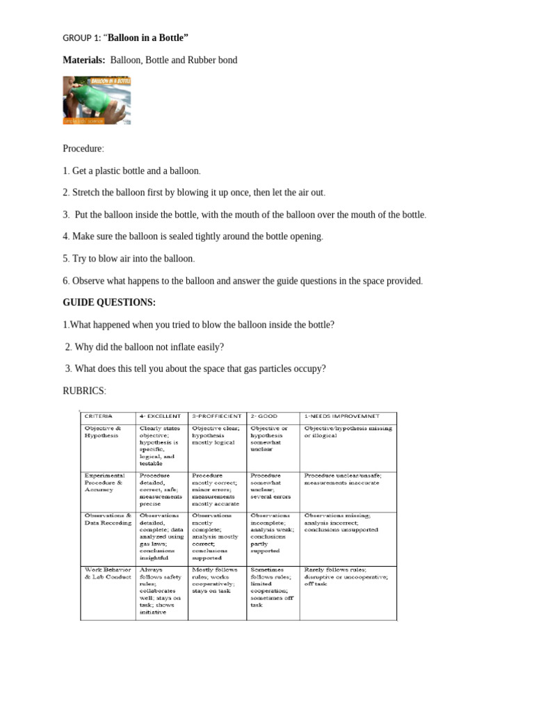 Activity Sheet Behavior of Gases | PDF