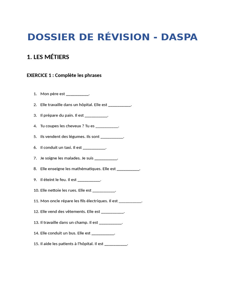 Dossier de Révision Daspa | PDF