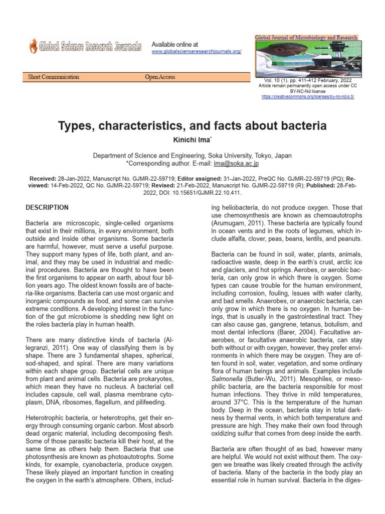 Types Characteristics and Facts About Bacteria | PDF | Bacteria | Cell ...