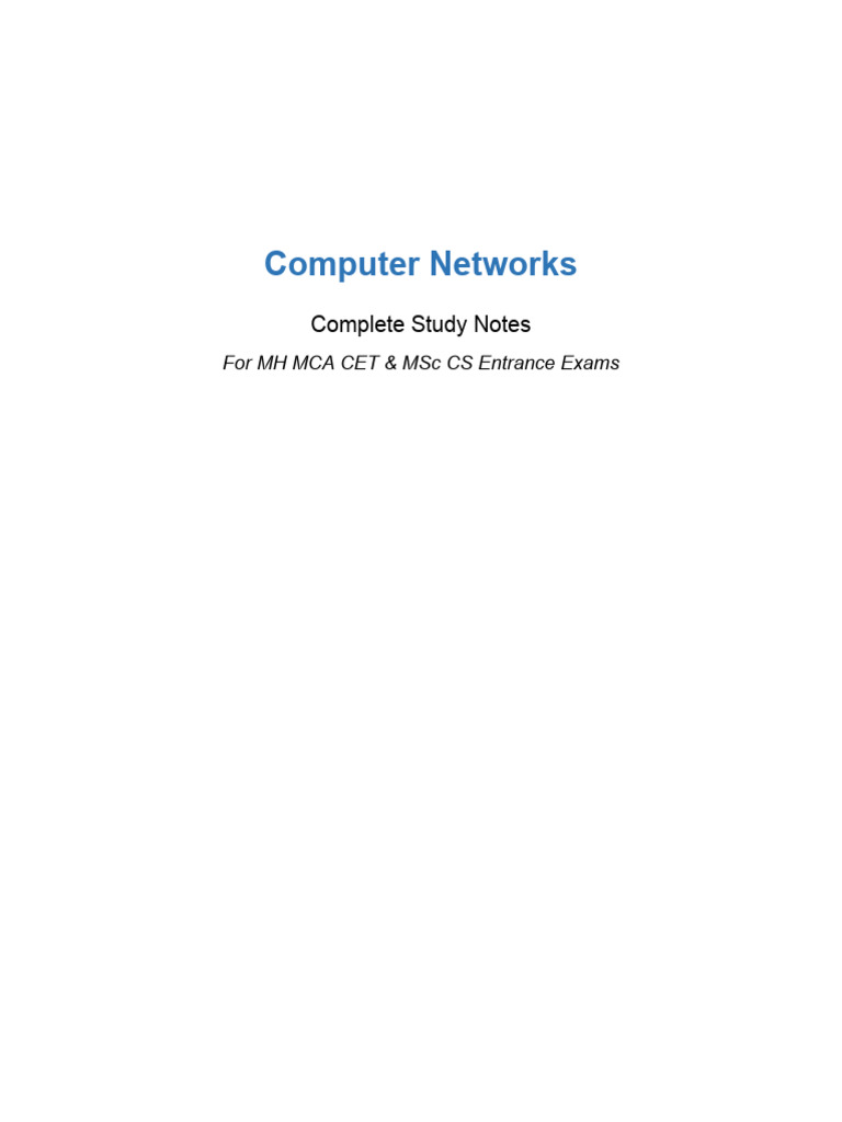 Computer Networks Study Notes | PDF | World Wide Web | Internet & Web