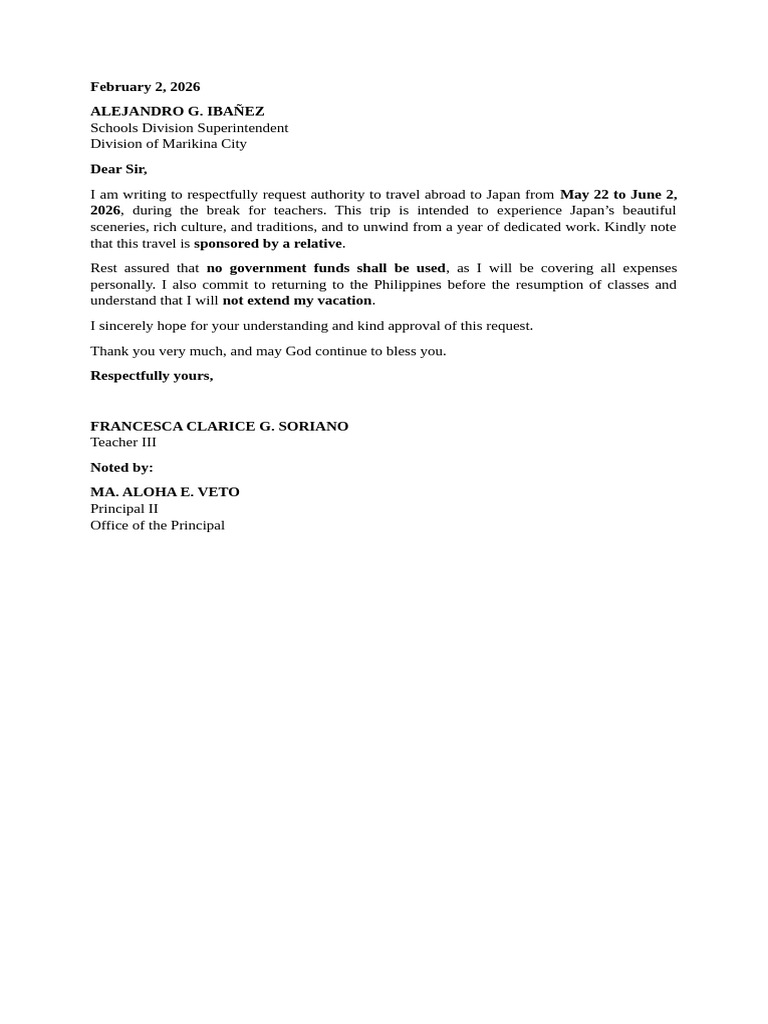 Letter For Travel | PDF