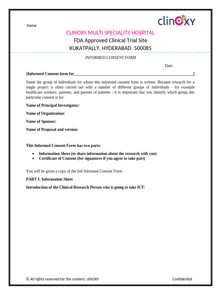 Informed Consent Form Test ClinOXY | PDF | Clinical Trial | Informed ...