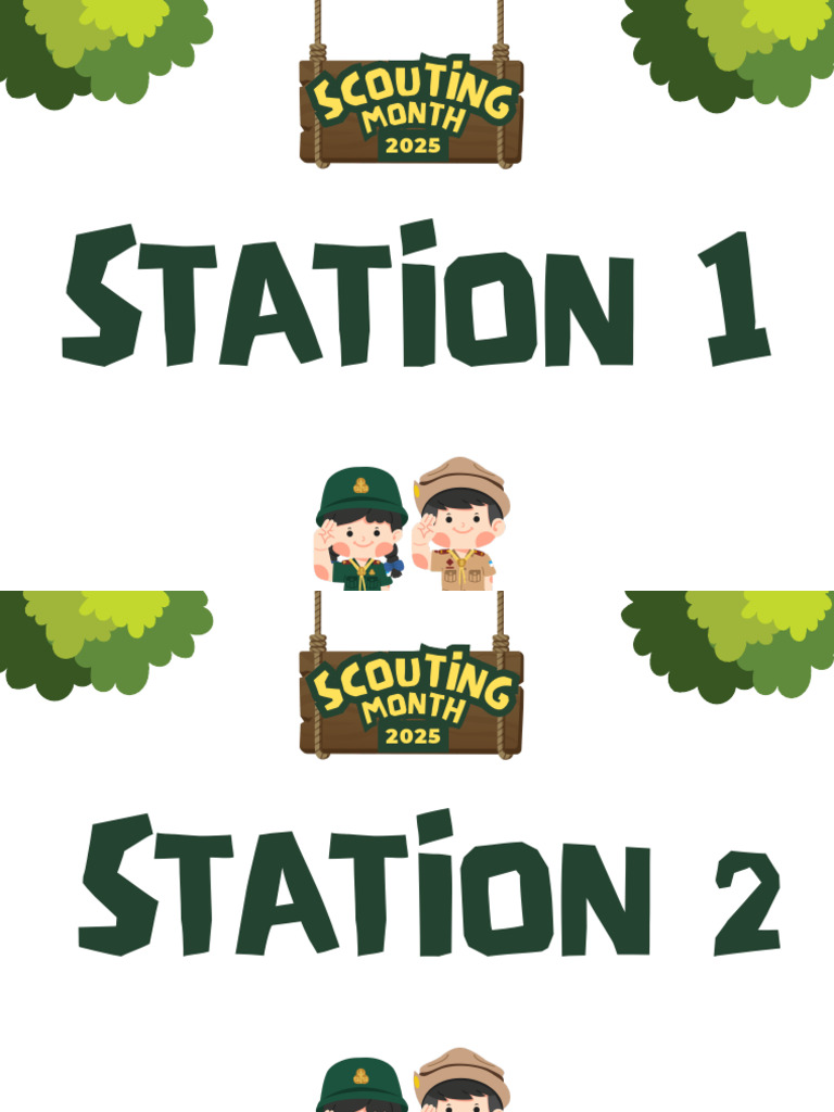 Scouting Month Signages in Green and Brown Illustrative Style | PDF