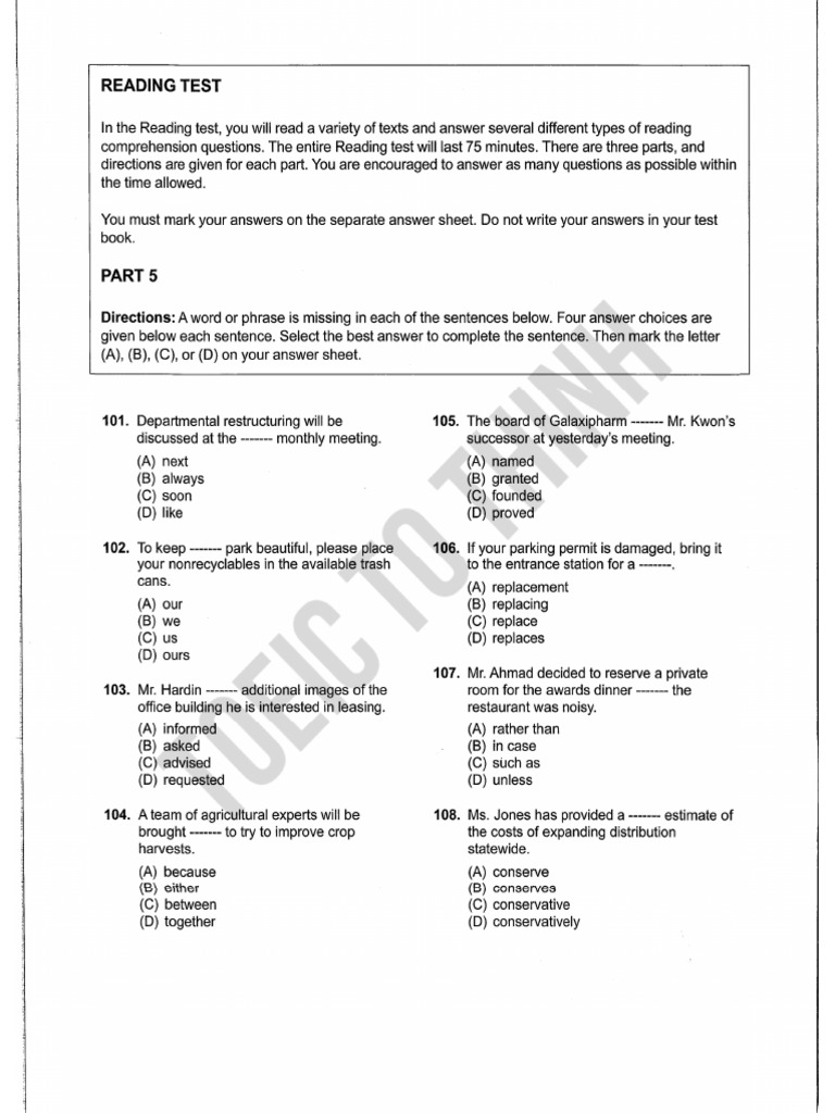 Test 01 - Reading | PDF