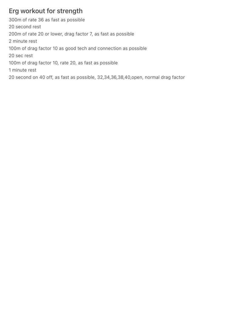 Erg Workout For Strength | PDF