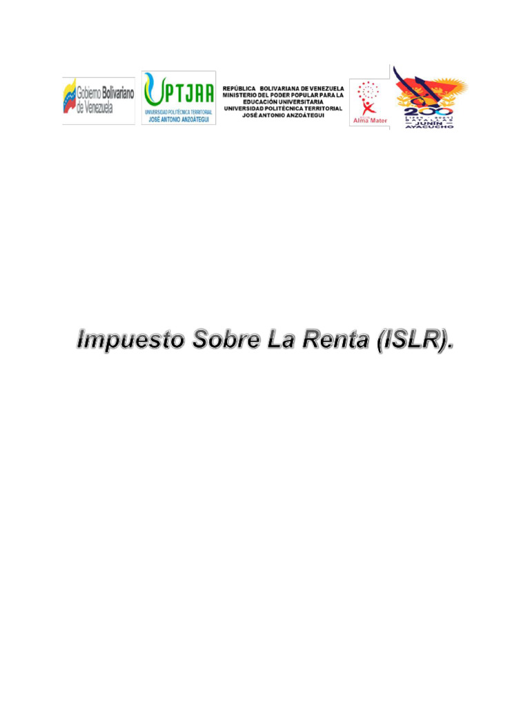 TRIBUTACIÓN NACIONAL ISLR listo | PDF | Impuestos | Impuesto sobre la renta