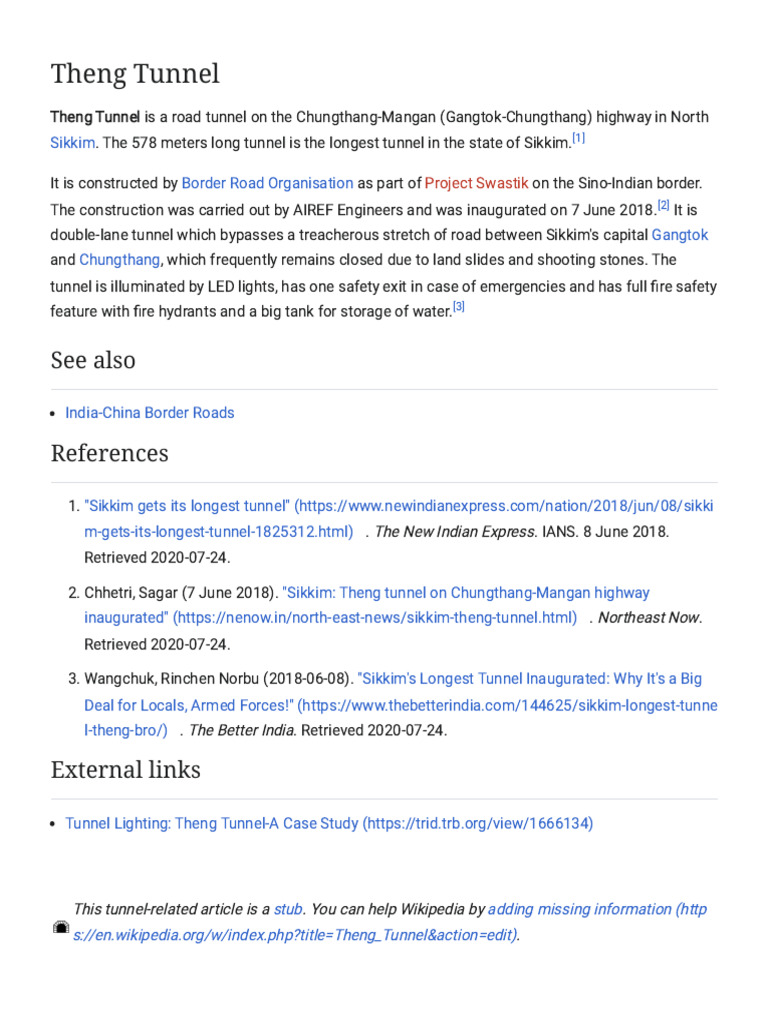 Theng Tunnel - Wikipedia | PDF