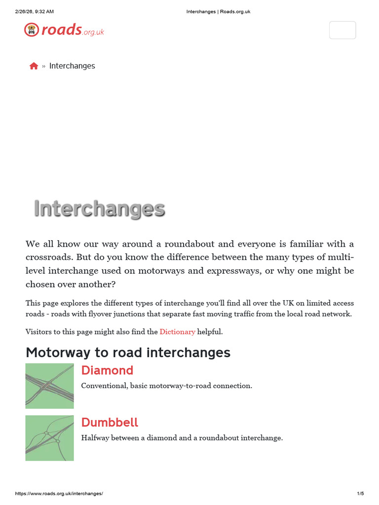 Interchanges - Roads - Org.uk | PDF | Interchange (Road) | Transport
