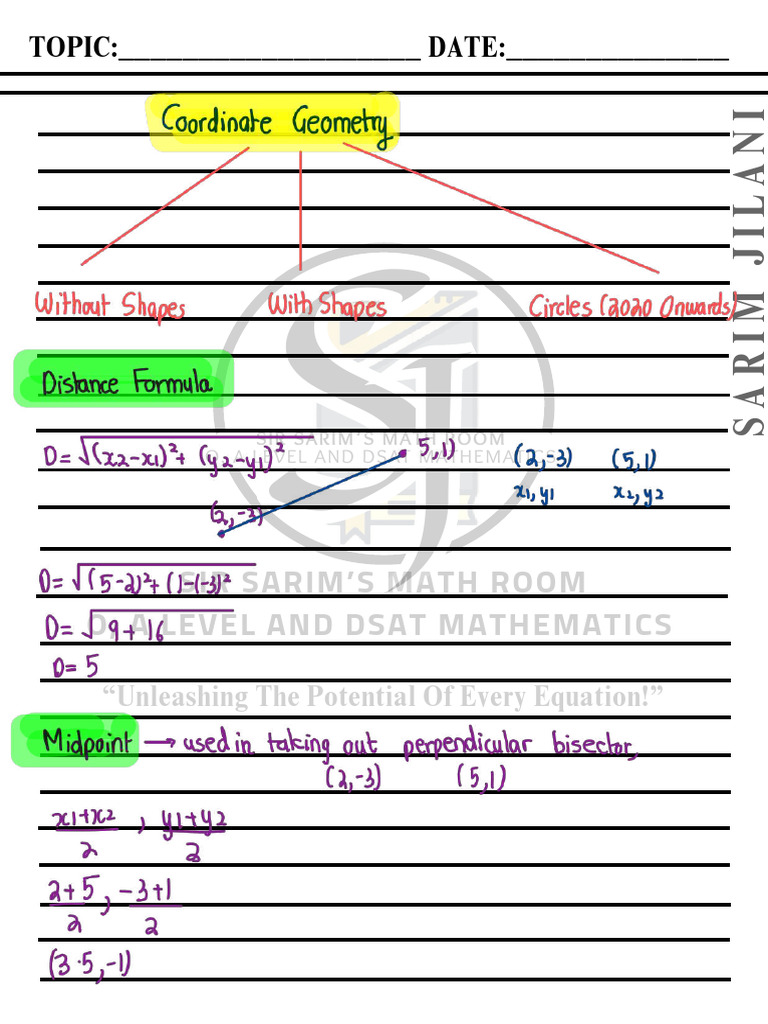 A Level Coordinate Geometry Notes PDF | PDF | Mathematics | Science