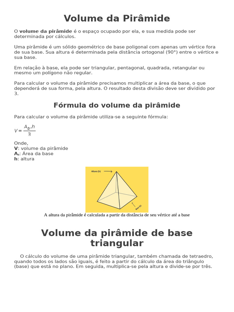 Volume Da Pirâmide | PDF