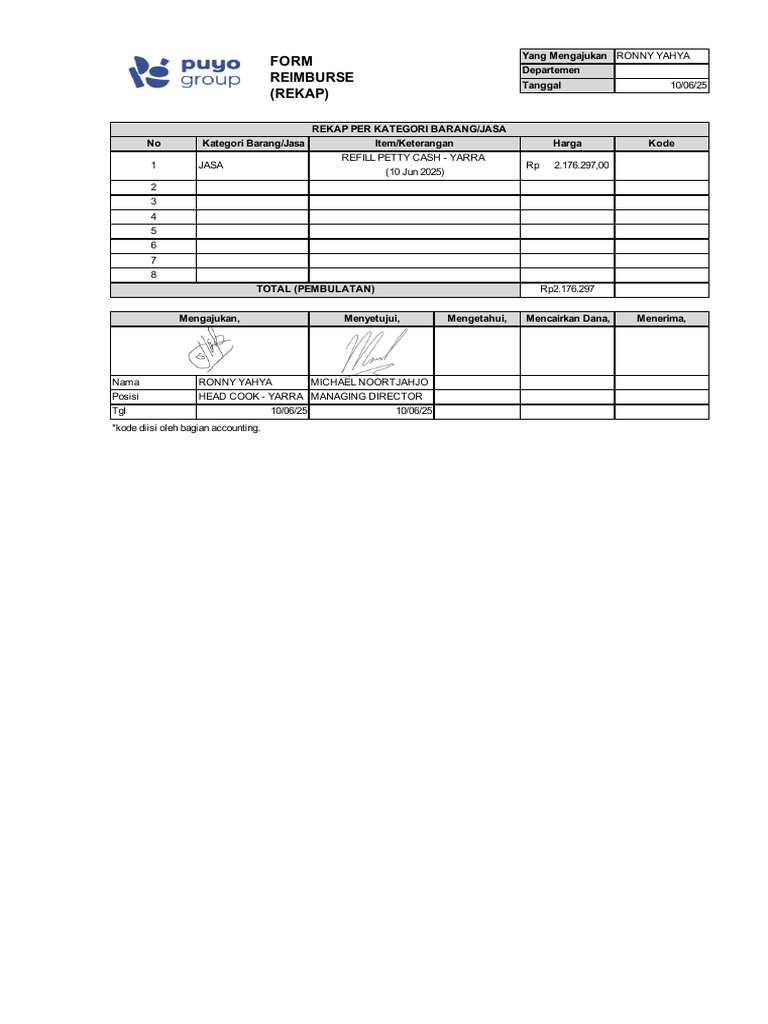 (Gik) Form Reimburse - Yarra 10 Jun 25 | PDF