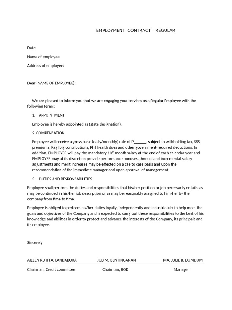 Regularization Contract | PDF