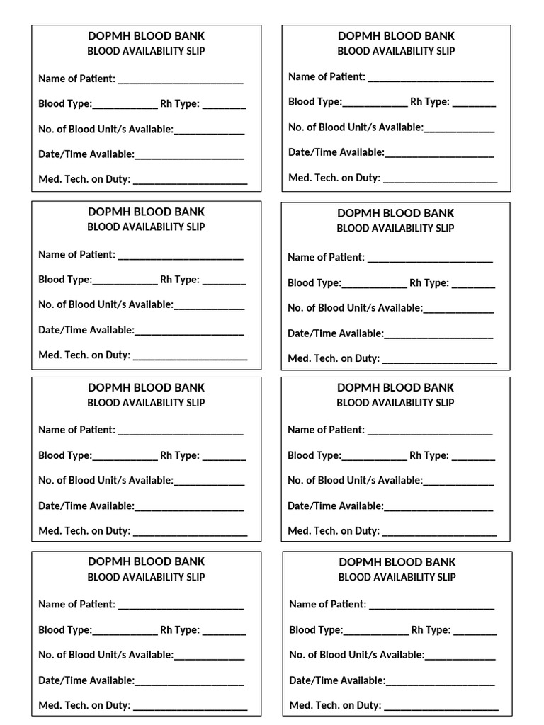 Blood Availability Slip | PDF