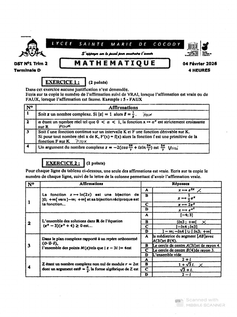 DST de Maths | PDF