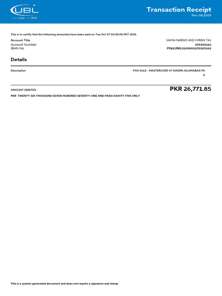 Transaction Receipt: Details | PDF