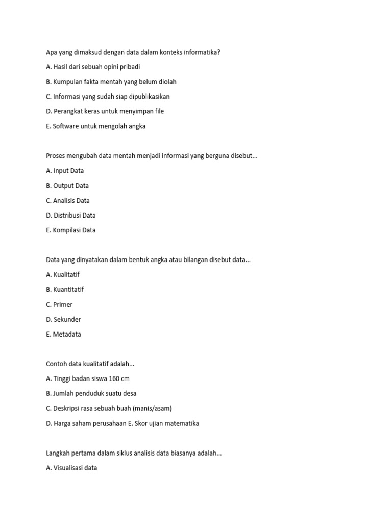 Latihan Soal Informatika - X | PDF