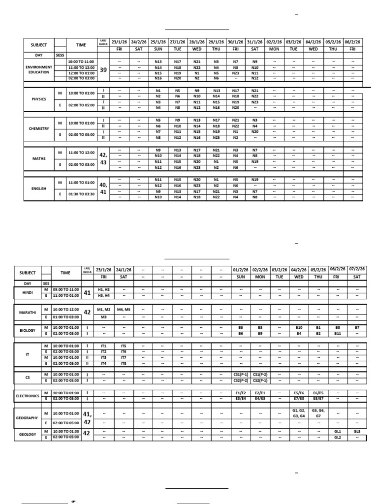 HSC Board Practical Time Table-2026 | PDF | Chess Theory | Chess