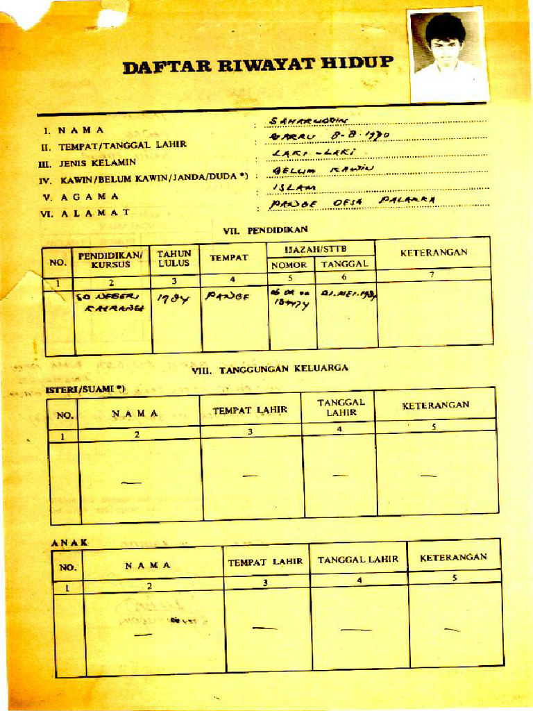 Daftar Riwayat Hidup Saharuddin | PDF