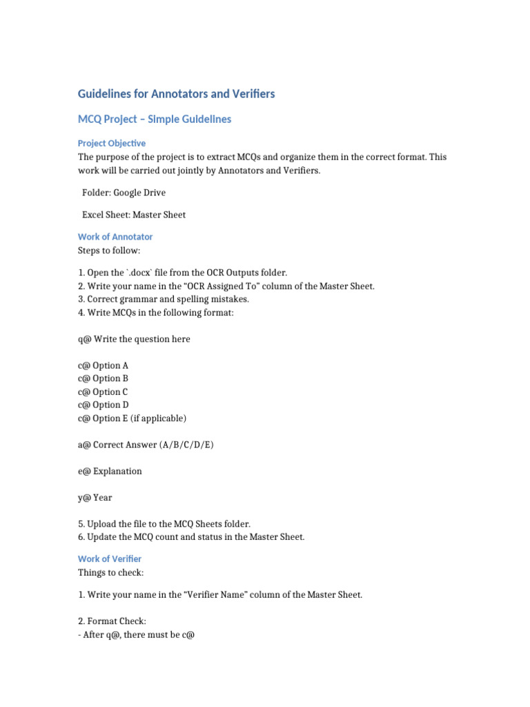 Guidelines For Annotators and Verifiers | PDF | Optical Character ...