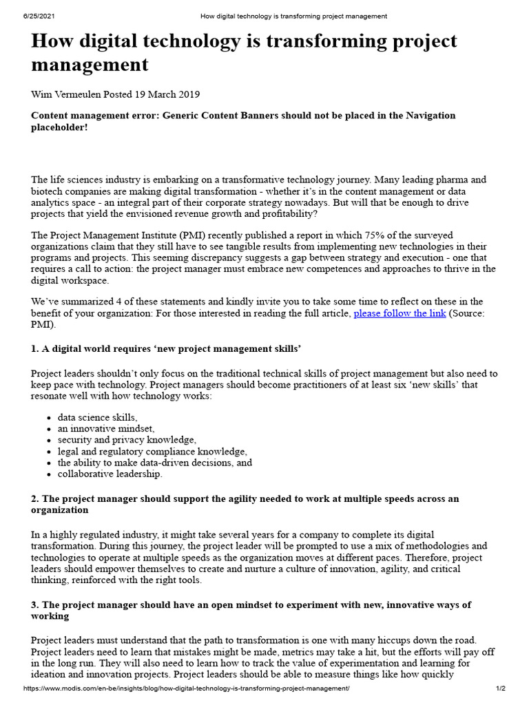 How Digital Technology Is Transforming Project Management | PDF ...