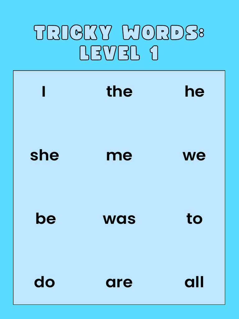 Tricky Words Educational Posters in Colourful Style | PDF