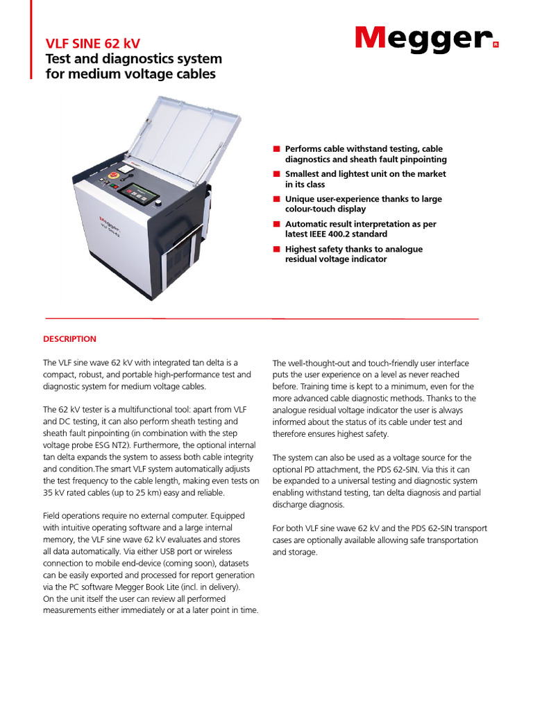 Megger Sinus 62 Data Sheet | PDF | Mains Electricity | Usb