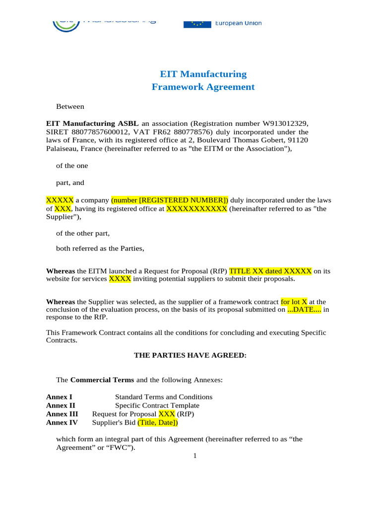Framework Agreement Sample | PDF | Intellectual Property | Taxes