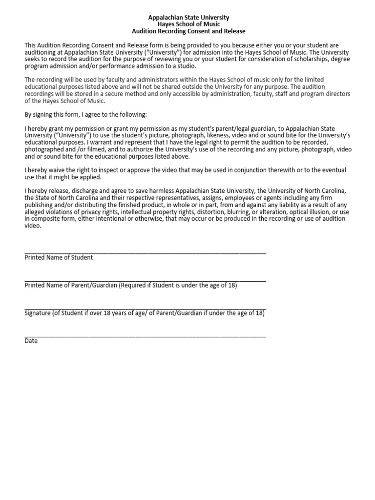 Hayes School of Music Audition Consent Form | PDF | Justice | Crime ...
