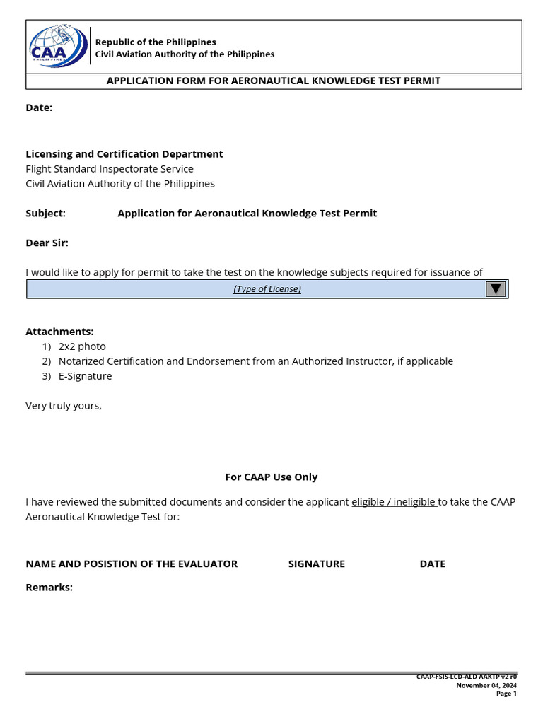 LCD Form 001 Application of Knowledge Test Permit | PDF