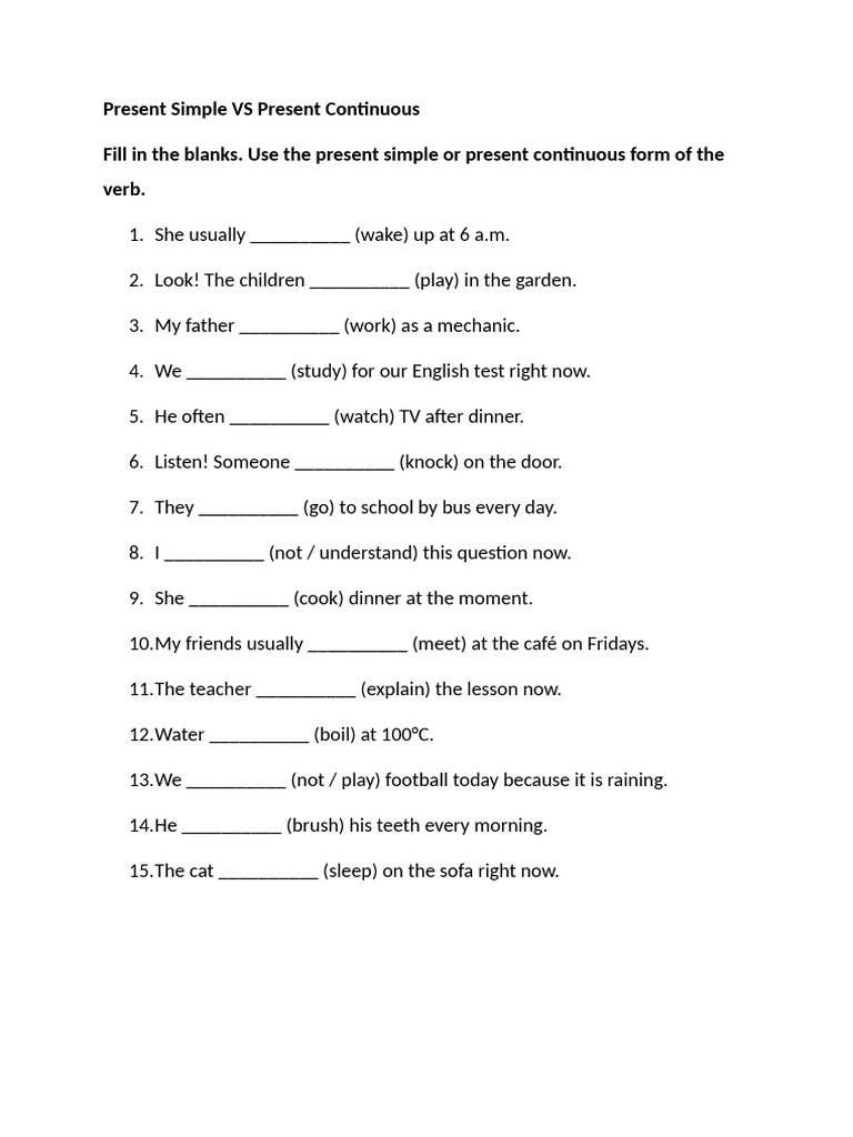 Present Simple Vs Present Continuous | PDF