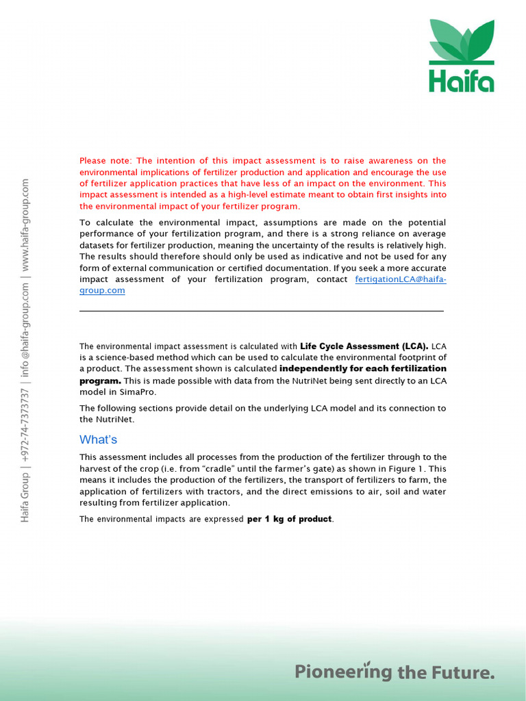 Haifa Environmental Footprint Method Documentation 20230423 Final - 1 | PDF