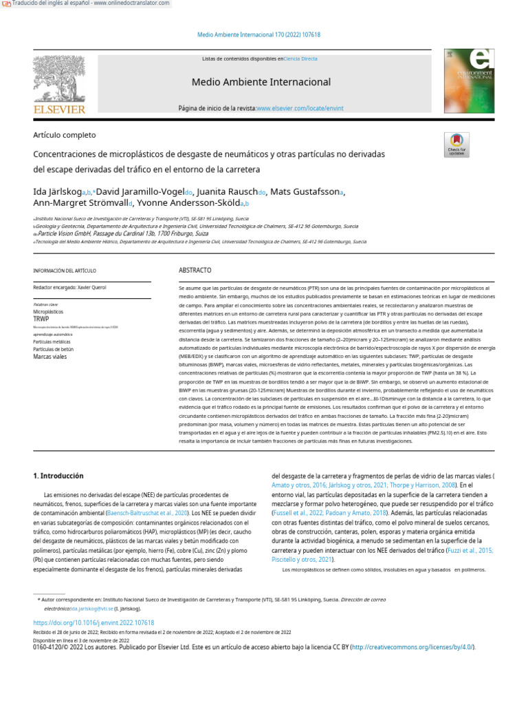 Concentrations of Tire Wear Microplastics and Other Traffic-Derived Non ...