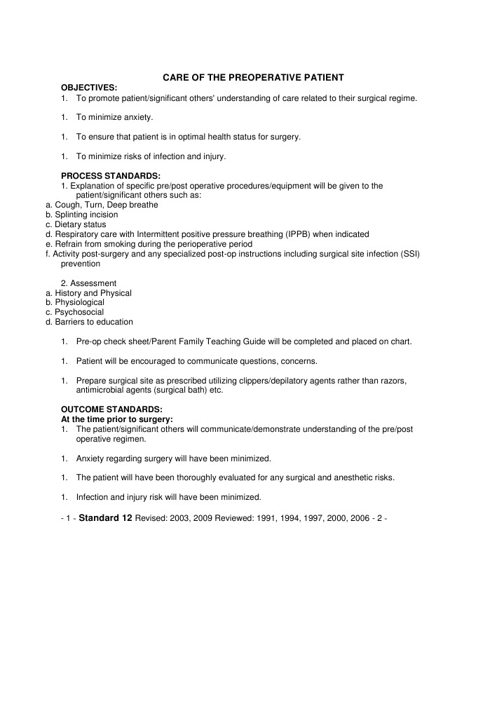 Preoperative Patient Care Guidelines | PDF