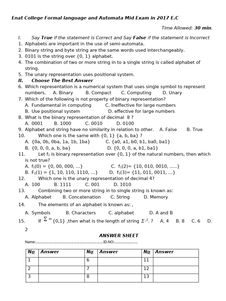 Formal Language Mid 2017 | PDF | String (Computer Science) | Mathematics