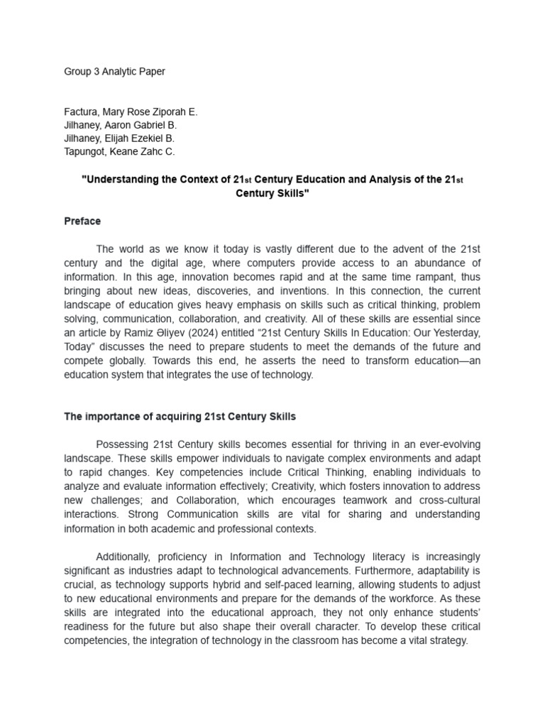 Group 3 Analytic Paper | PDF | Learning | Knowledge